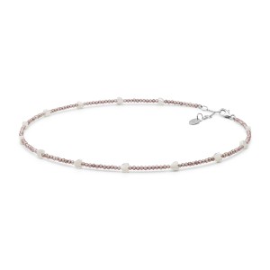 Choker cu inimioare din mother of pearl, cristale si argint 36 cm DiAmanti 242-08-G (Argint 925‰ 0,7 g.)
